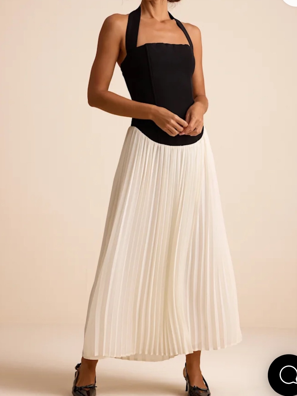 Lulu's Black & Ivory Pleated Maxi Skirt